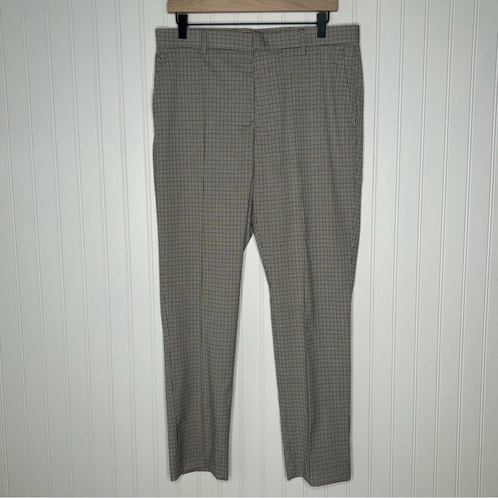 Tommy Hilfiger Men's Cream Olive Black  Checkered Plaid Pants Waist 33 inches